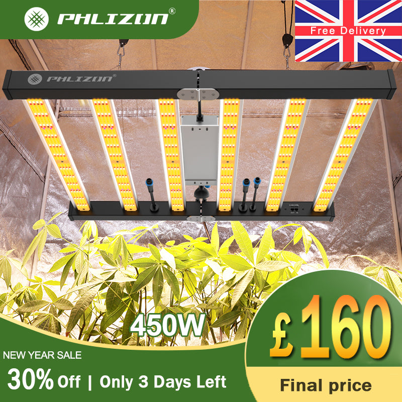 PHLIZON FD4500 450W Full-spectrum Daisy Chain Dimmable Cost-effective High-yield Commercial LED Grow Light for 4×4FT