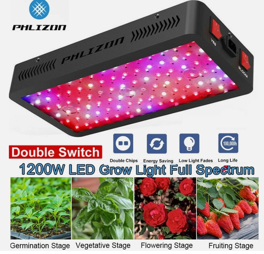 PHLIZON PHD12 200W Full-spectrum UV/IR LED High-yield Grow Light for 2x2ft 2x3ft 3x3ft