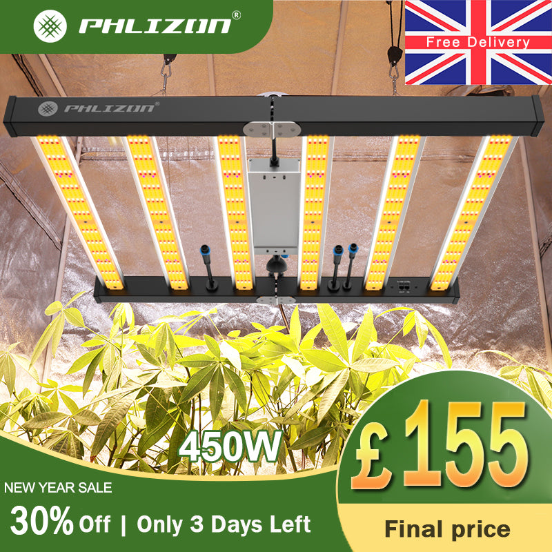 PHLIZON FD4500 450W Full-spectrum UV IR Daisy Chain Dimmable Cost-effective High-yield Commercial LED Grow Light for 4×4FT