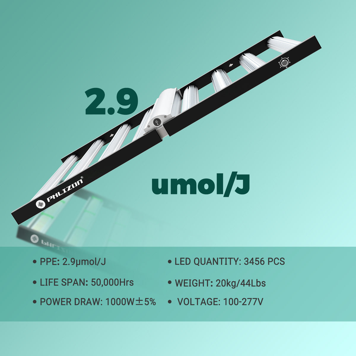 PHLIZON FD8000 1000W LED Grow Light Full-Spectrum Daisy Chain Dimmable Cost-effective High-yield Commercial LED Grow Light for 6×6