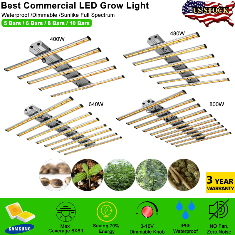 PHLIZON PH-B10-D PLUS 800W Full-spectrum+UV/IR Daisy Chain Dimmable Cost-effective High-yield Commercial LED Grow Light for 5×5FT