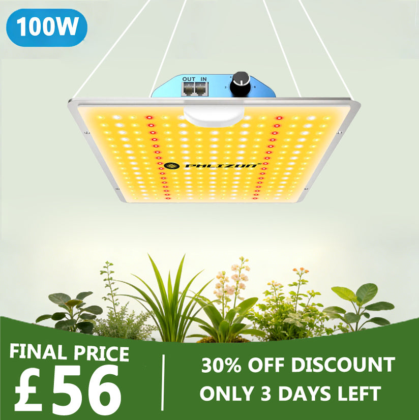 PHLIZON PL1000 100W Full-spectrum+UV/IR  Dimmable QB LED Grow Light for 2X2FT